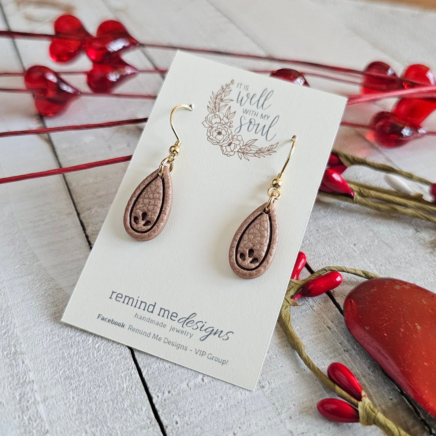 Bronze Polymer Clay Dangle Earrings