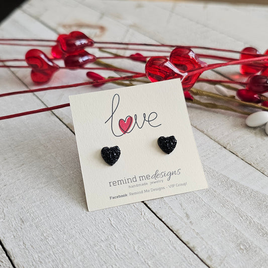 Black Heart Stud Earrings