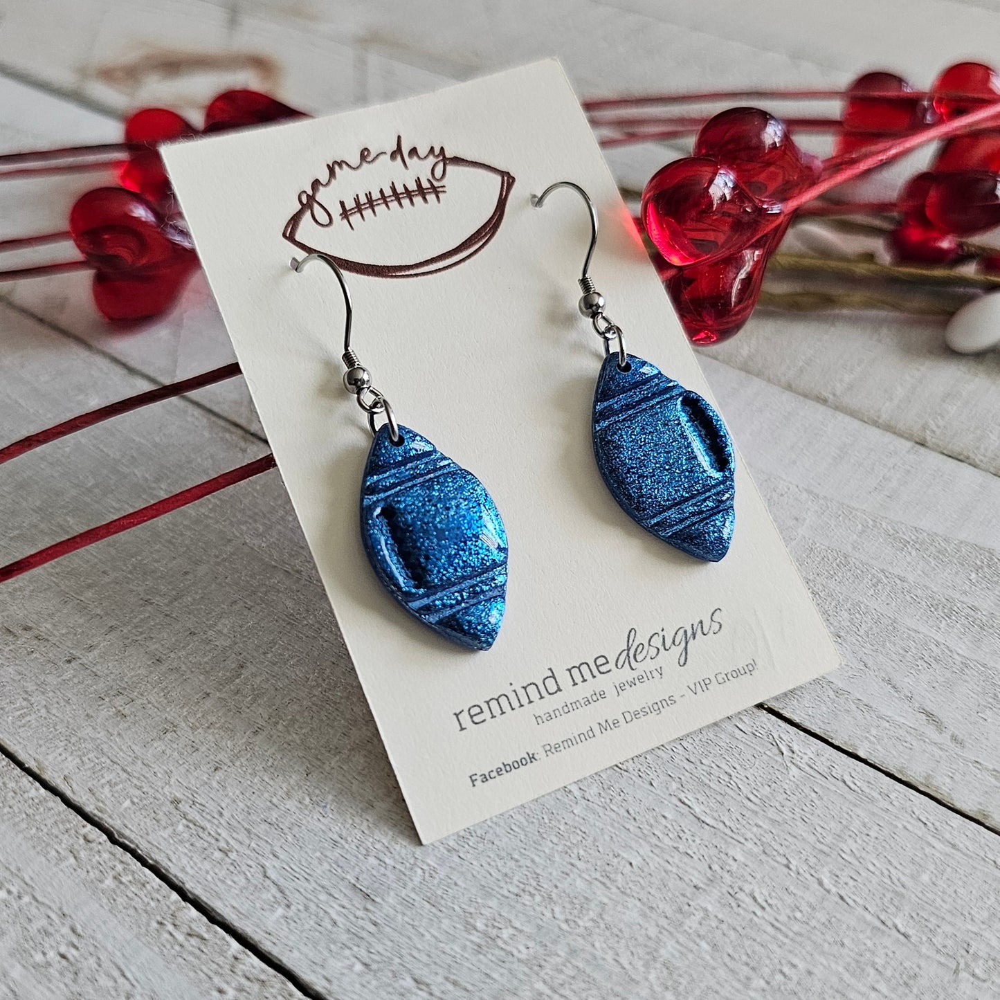 Football Polymer Clay Dangle Earrings