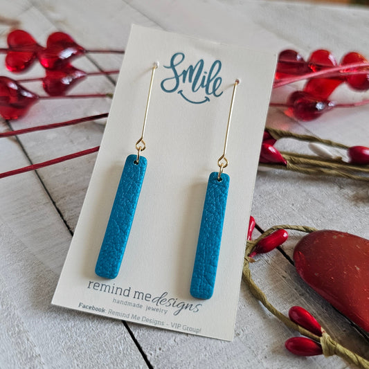 Pearled Teal Polymer Clay Dangle Earrings