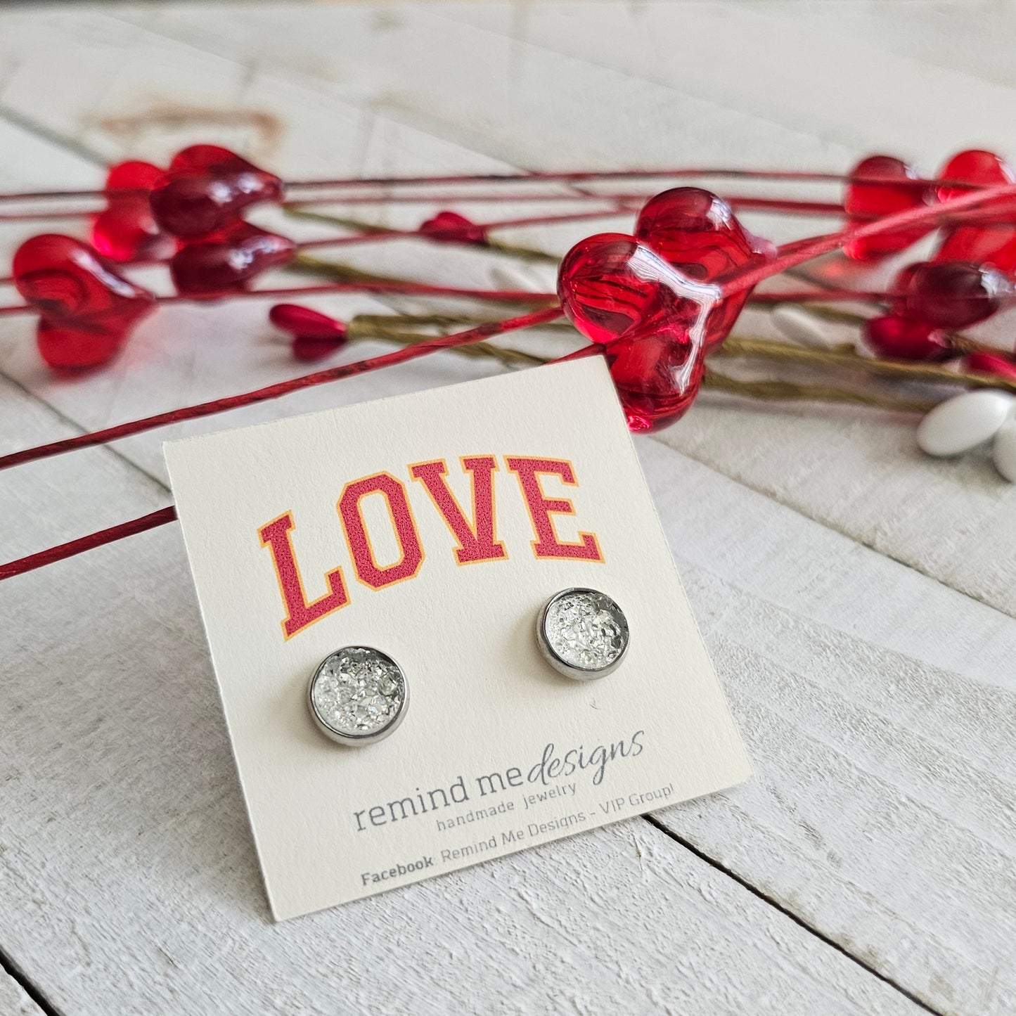 Clear Druzy Stud Earrings