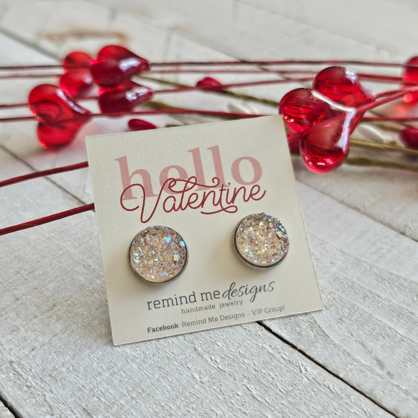 Light Pink Iridescent Druzy Stud Earrings