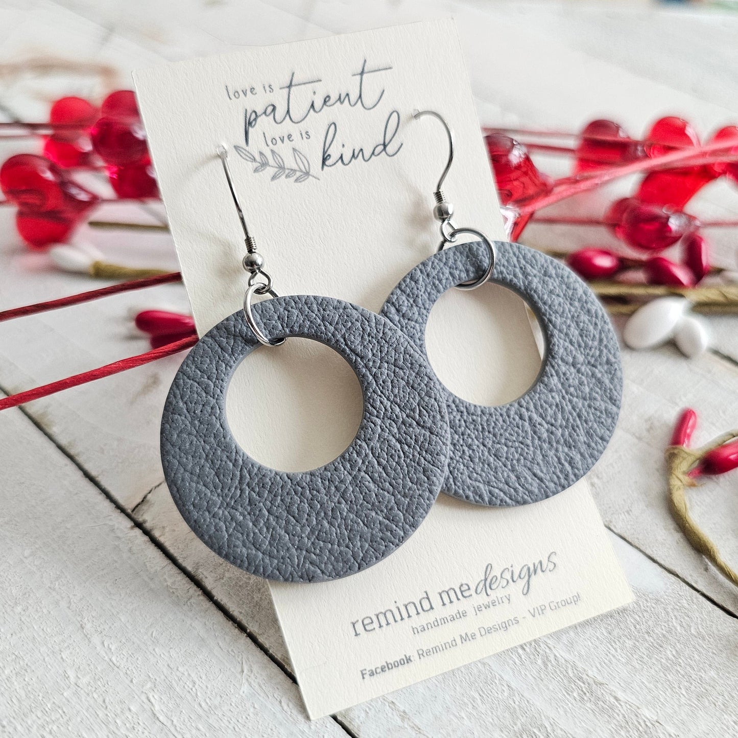 Gray Polymer Clay Dangle Earrings