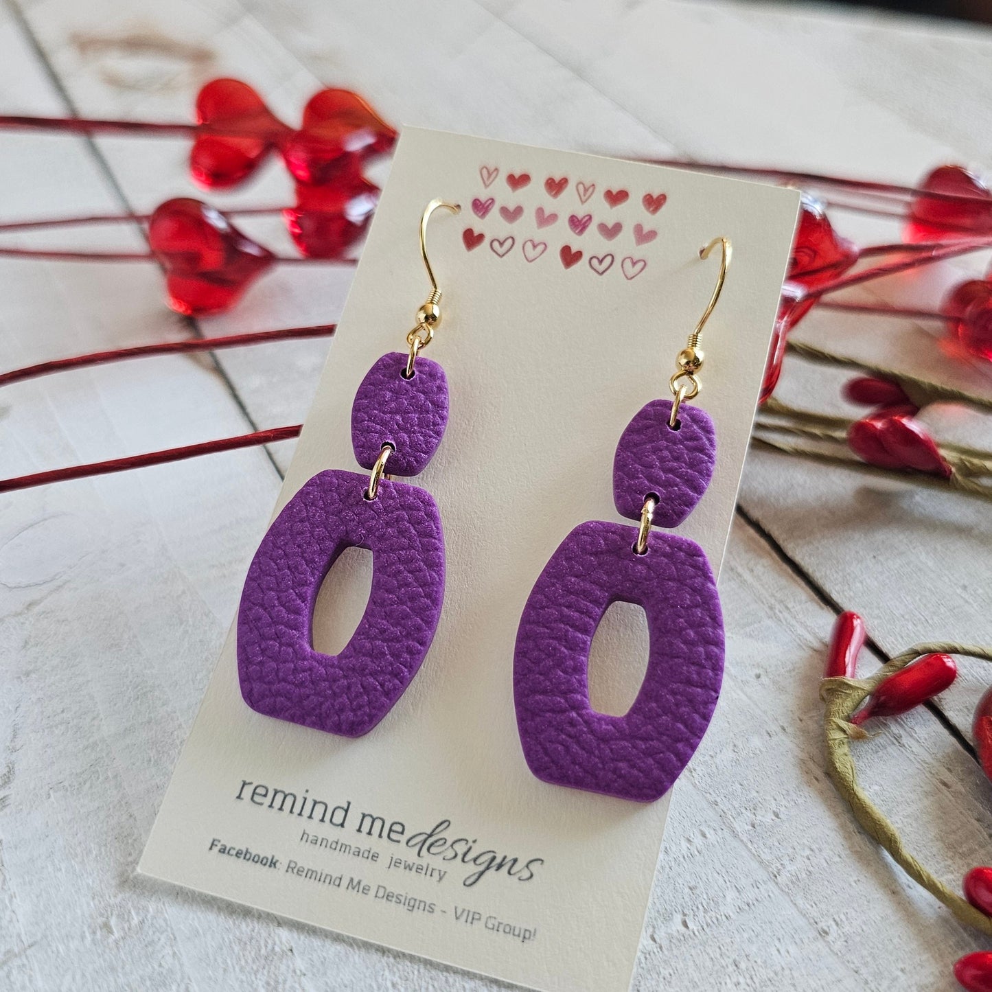 Bright Purple Polymer Clay Dangle Earrings