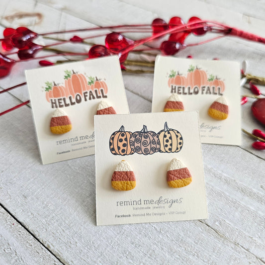 Autumn Colored Candy Corn Clay Studs