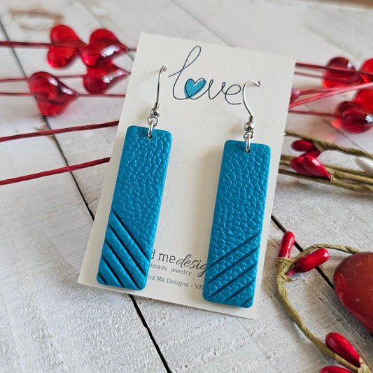 Pearled Teal Polymer Clay Dangle Earrings