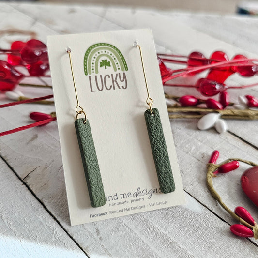 Green Polymer Clay Dangle Earrings