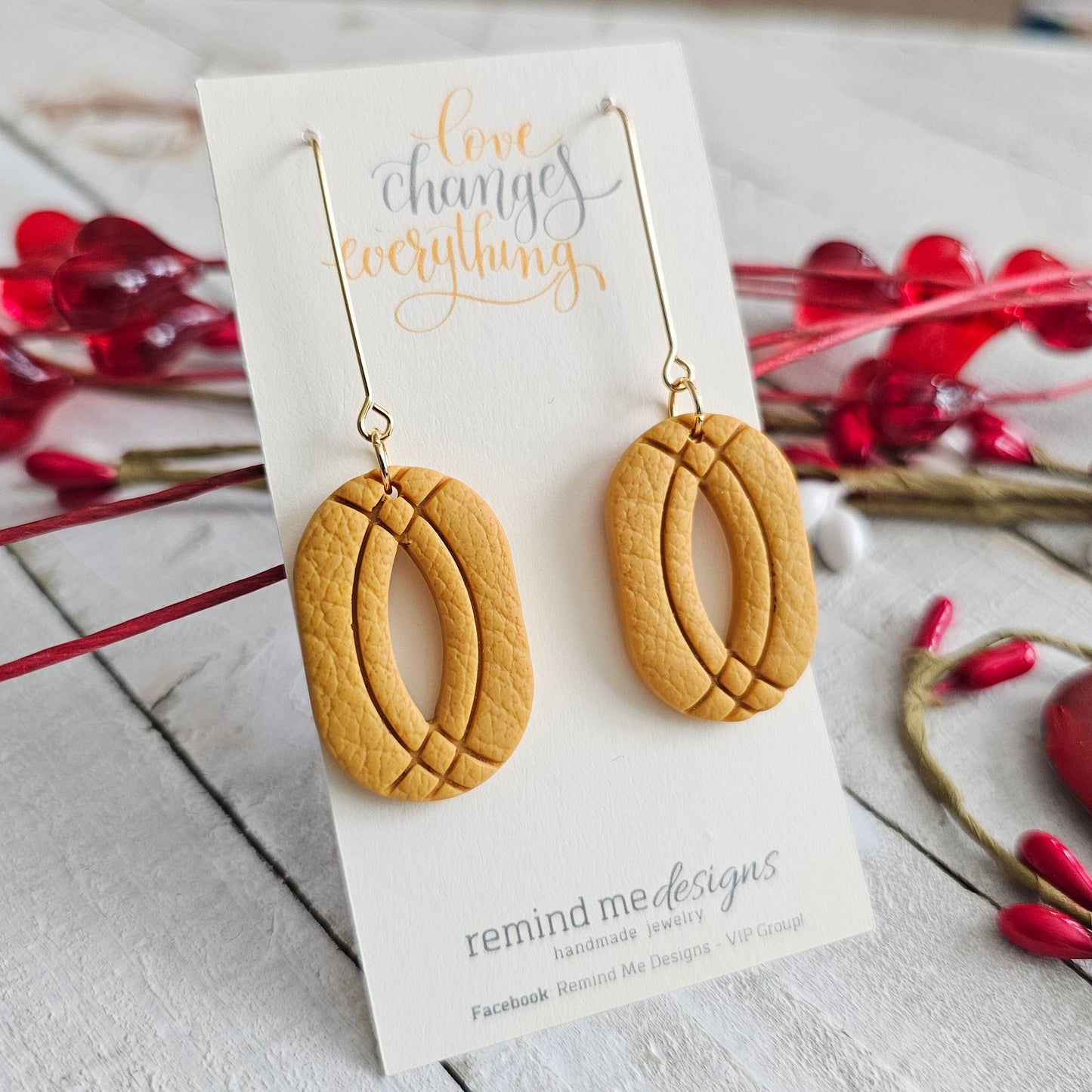 Mustard Polymer Clay Dangle Earrings