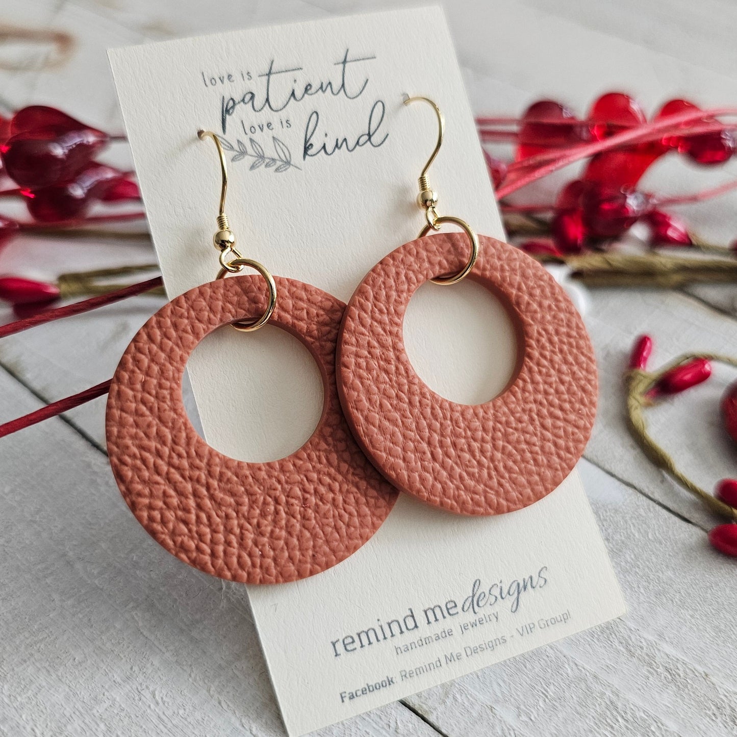Burnt Orange Polymer Clay Dangle Earrings