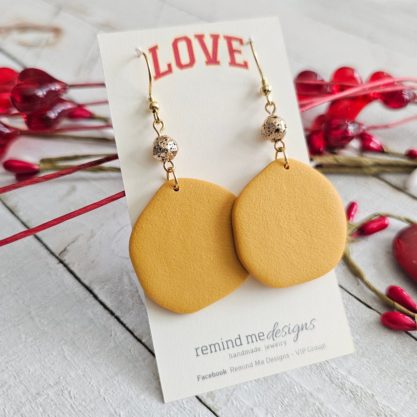 Mustard Polymer Clay Dangle Earrings