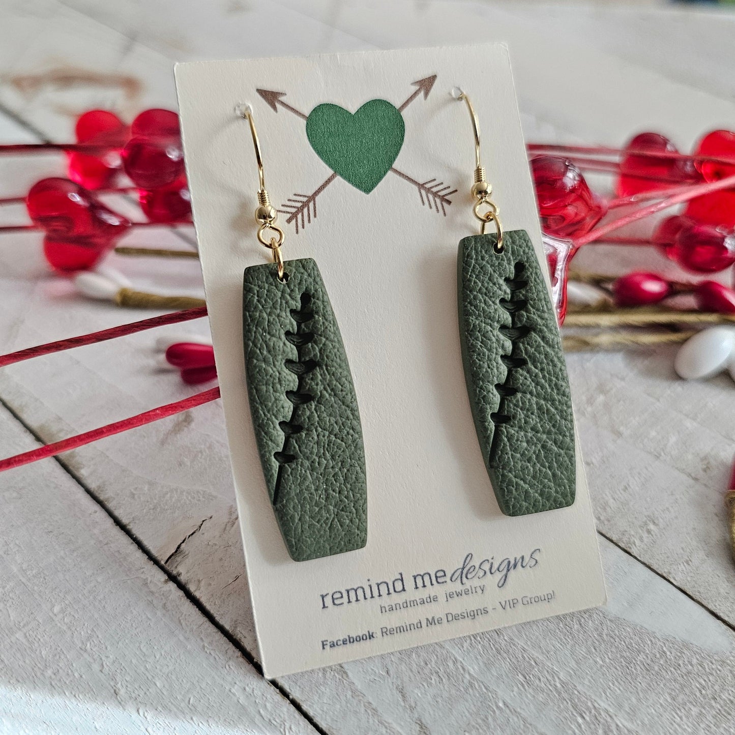Green Polymer Clay Dangle Earrings