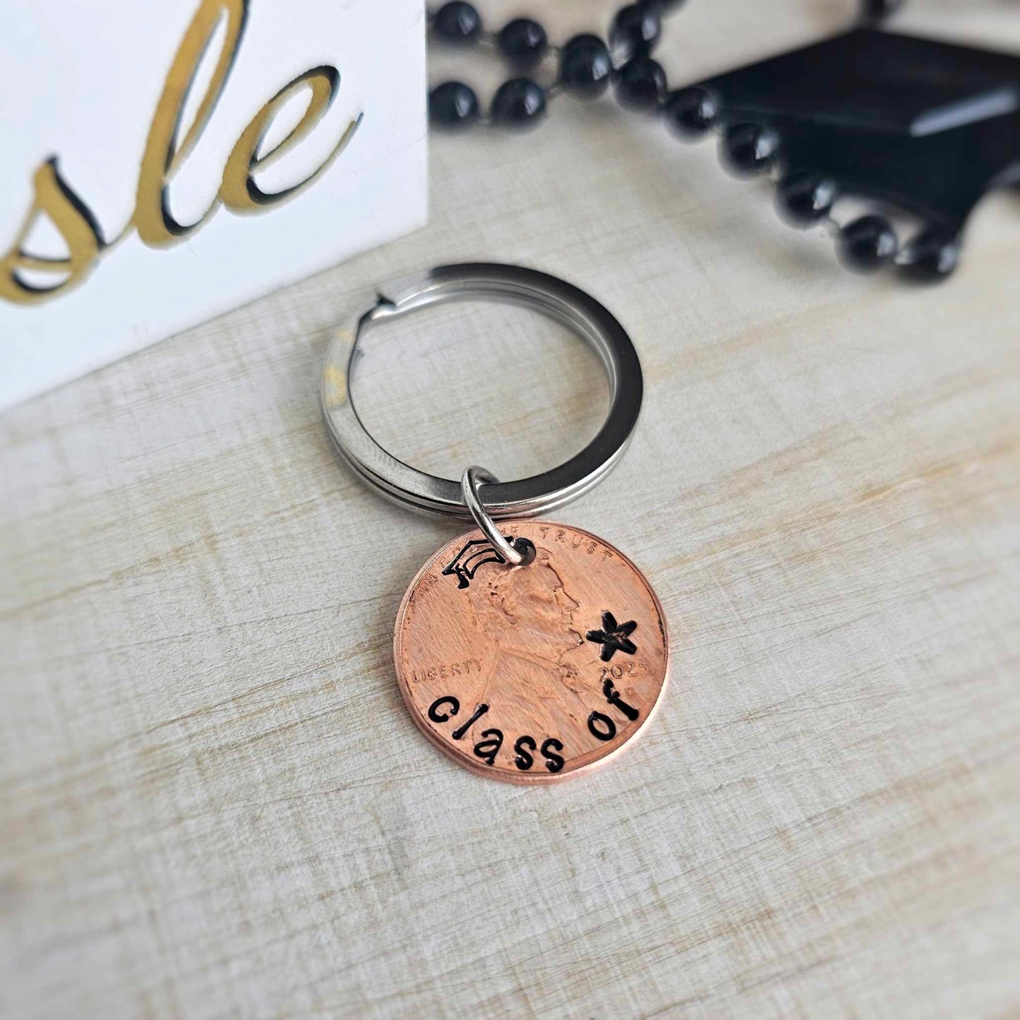 Class of 2025 Penny Graduation Keychain with Star
